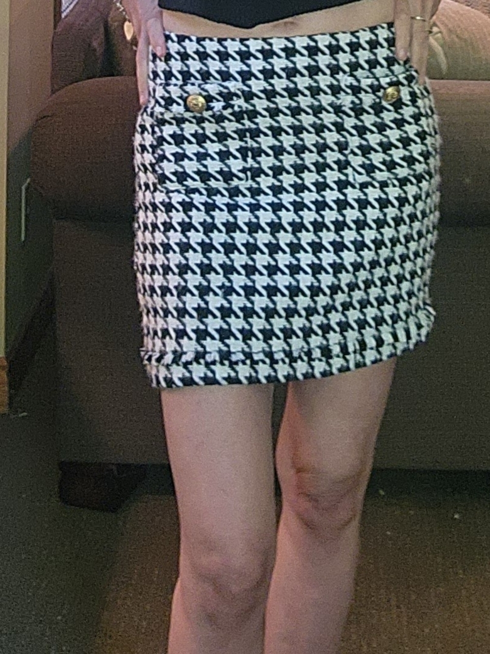 Classic Houndstooth Mini Skirt - Black & White